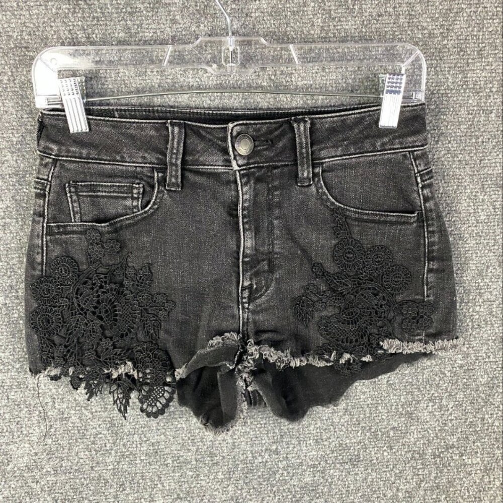 American Eagle Shorts Women's 4‎ H-Rise Shortie Denim Gray Cut Off Cotton